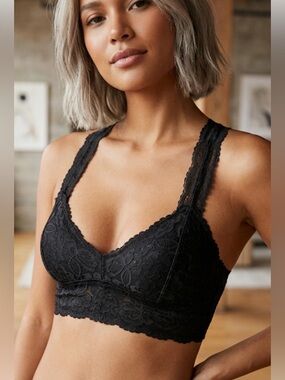 NWOT Free People Intimately Free
Bralette Size S Black, Lined, Lacy soft